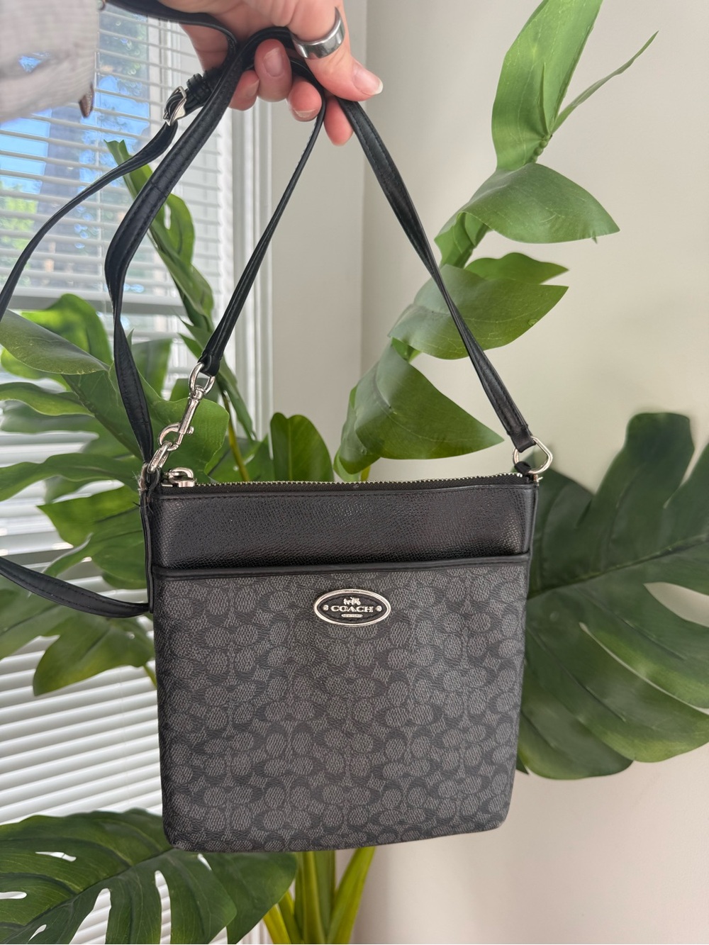 Coach Black/Charcoal Signature Crossbody Bag